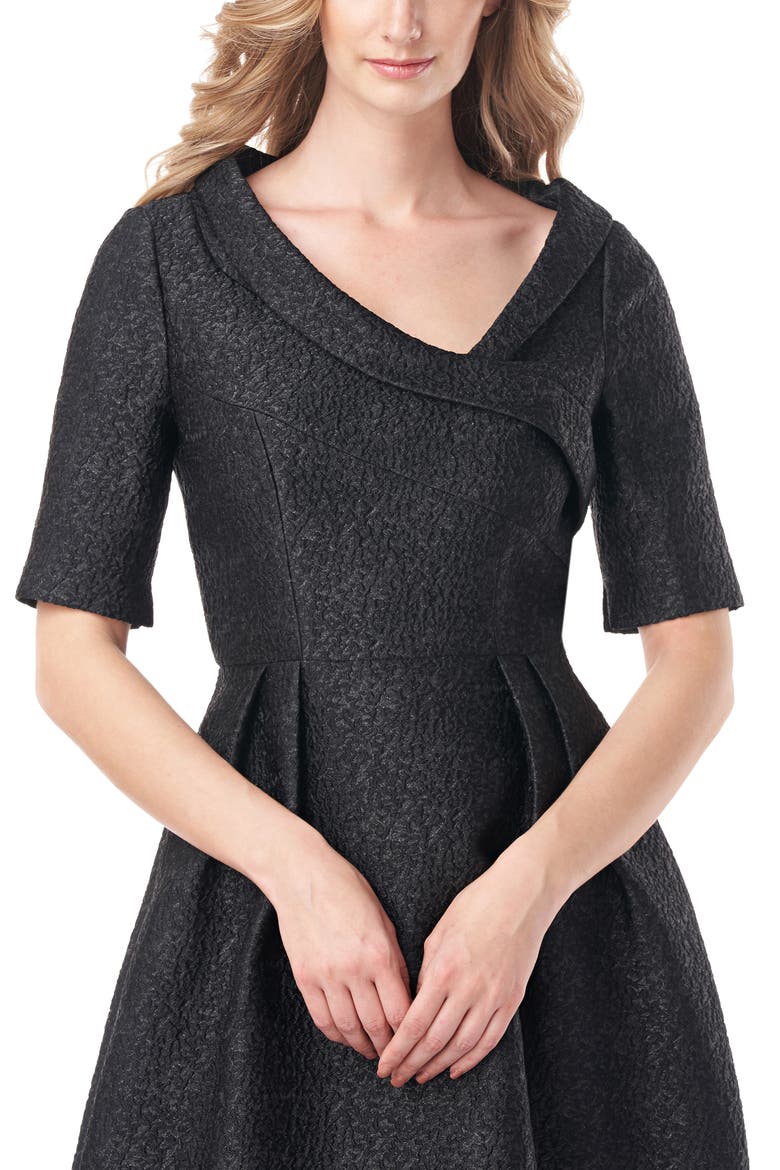 Coco Metallic Jacquard Gown, Alternate, color, BLACK