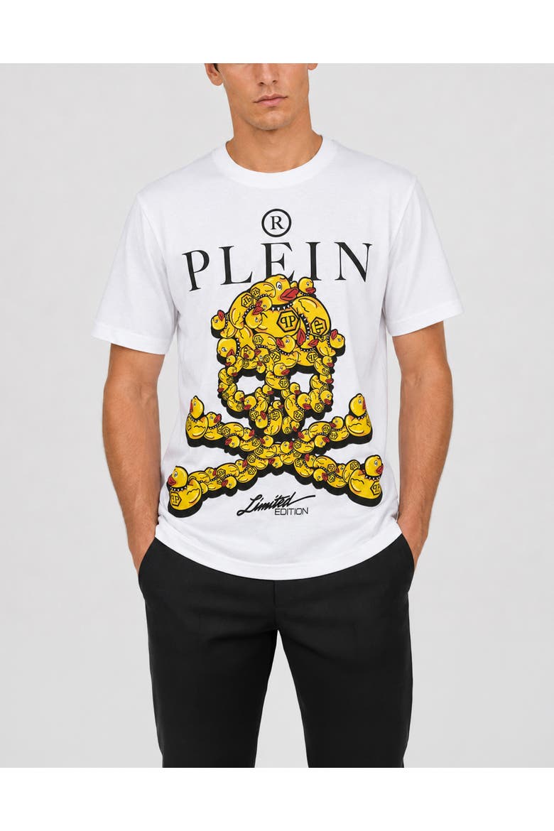 T-shirt Round Neck Ss Skull Men, Main, color, white