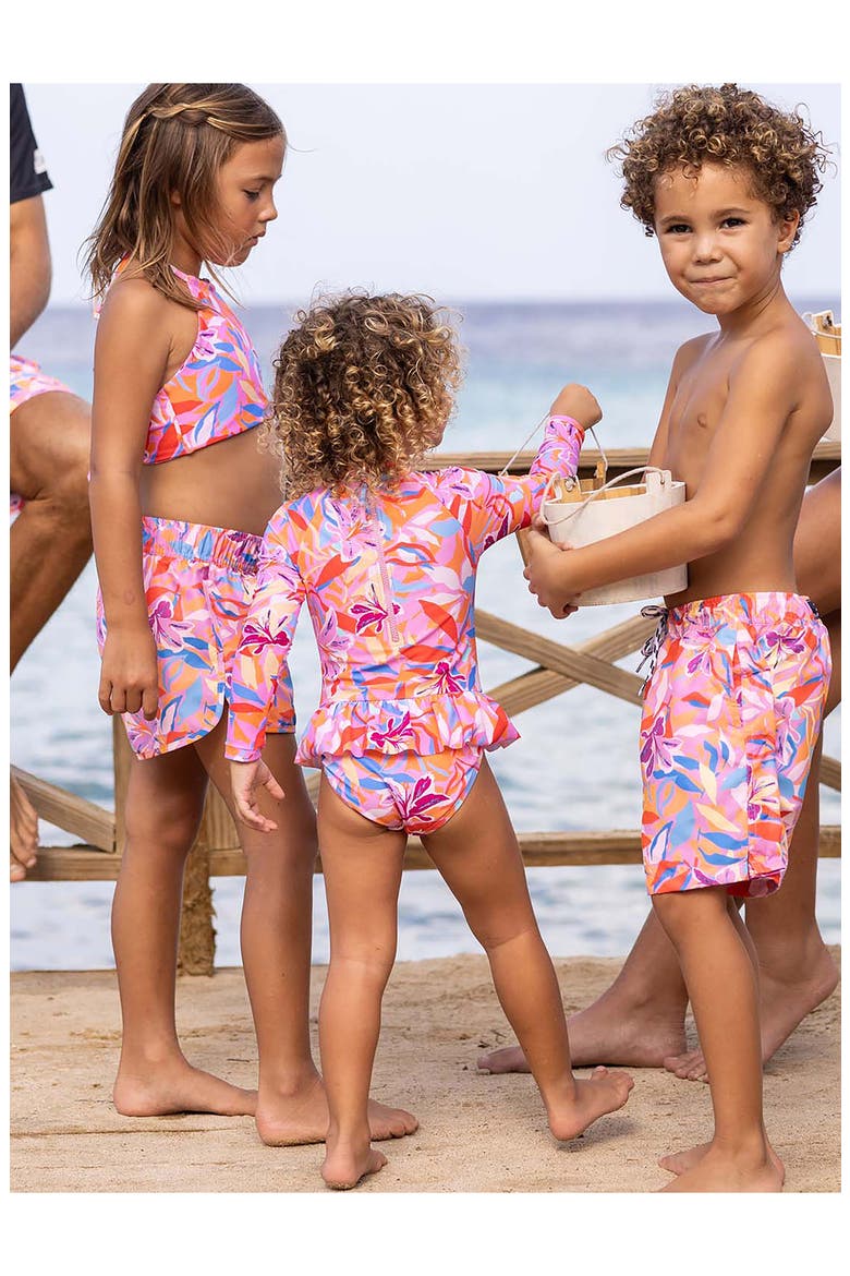Blooming Long Sleeve One-Piece Rashguard Swimsuit, Alternate, color, MULTI