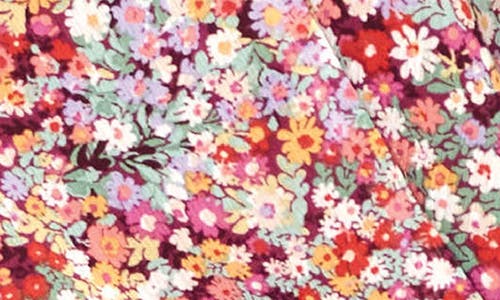 Gibsonlook Floral Print Tie Neck Top In Berry Ditsy