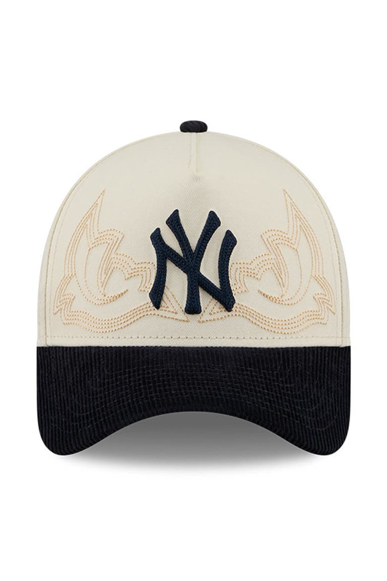 Men's New Era Stone New York Yankees Western Stitch 9FORTY A-Frame Adjustable Hat, Alternate, color, Stone