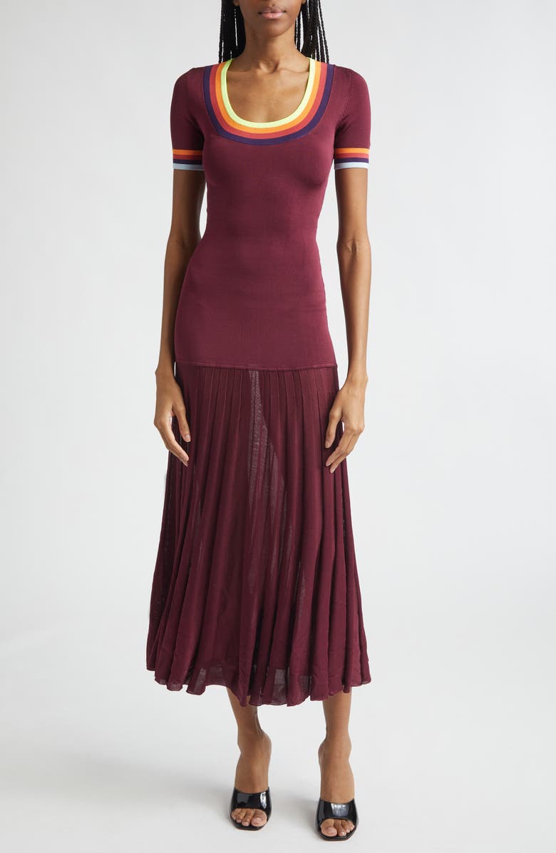 Christopher John Rogers Saucer Neck Maxi Sweater Dress, Main, color, Zinfandel