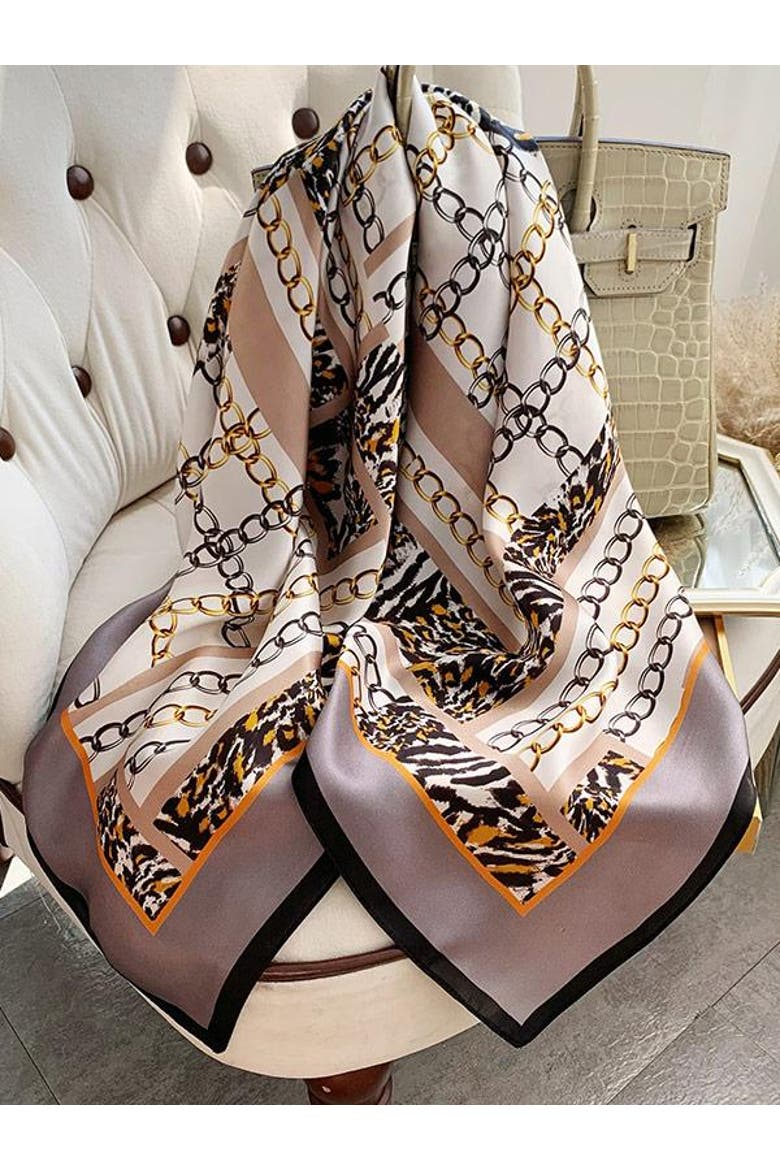 Silk Square Scarf, Main, color, Chain