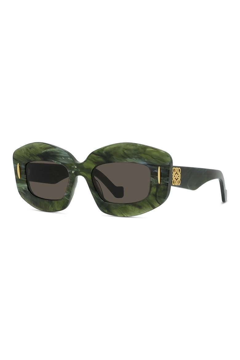 Silver Screen 49mm Rectangular Sunglasses, Alternate, color, SHINY GREEN MARBLE