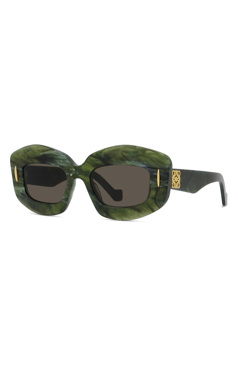 Loewe Silver Screen 49mm Rectangular Sunglasses, Alternate, color, Shiny Green Marble