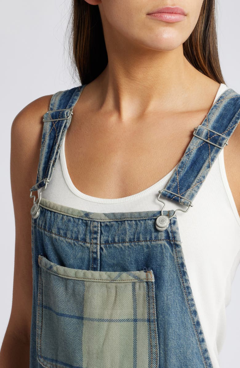 Free People Patchwork Denim Overalls, Alternate, color,