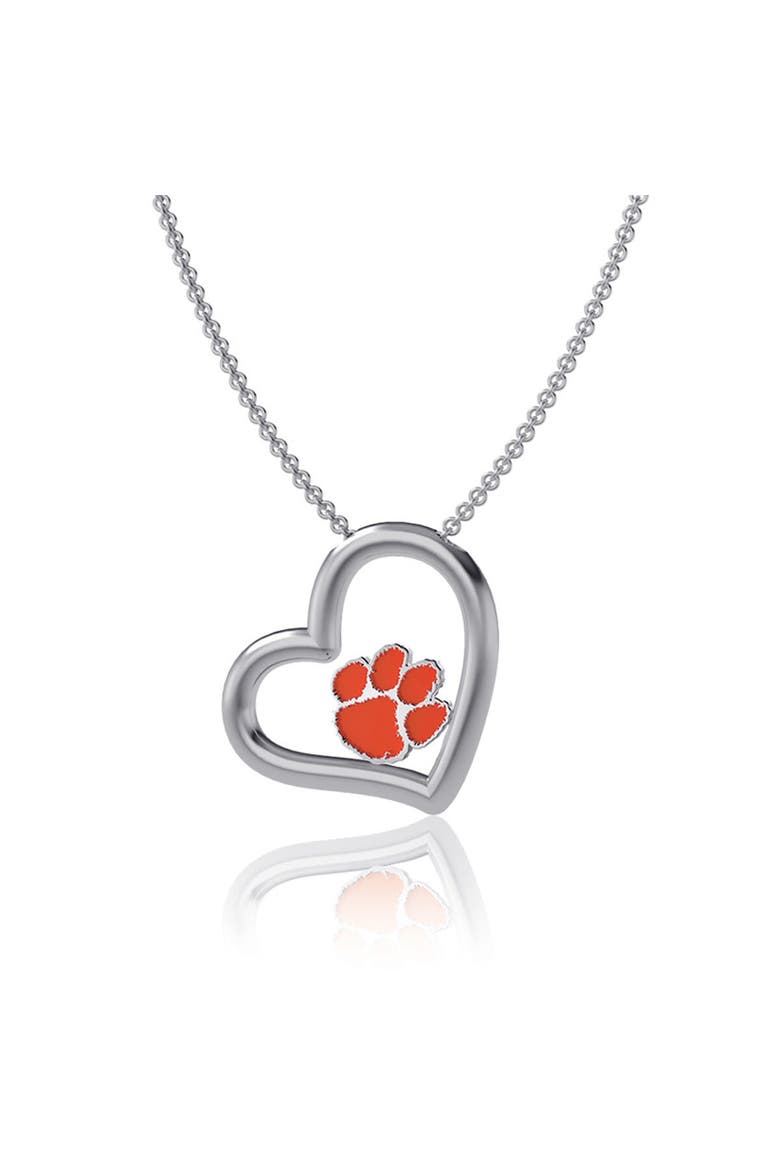 Clemson Tigers Heart Necklace, Main, color, Silver
