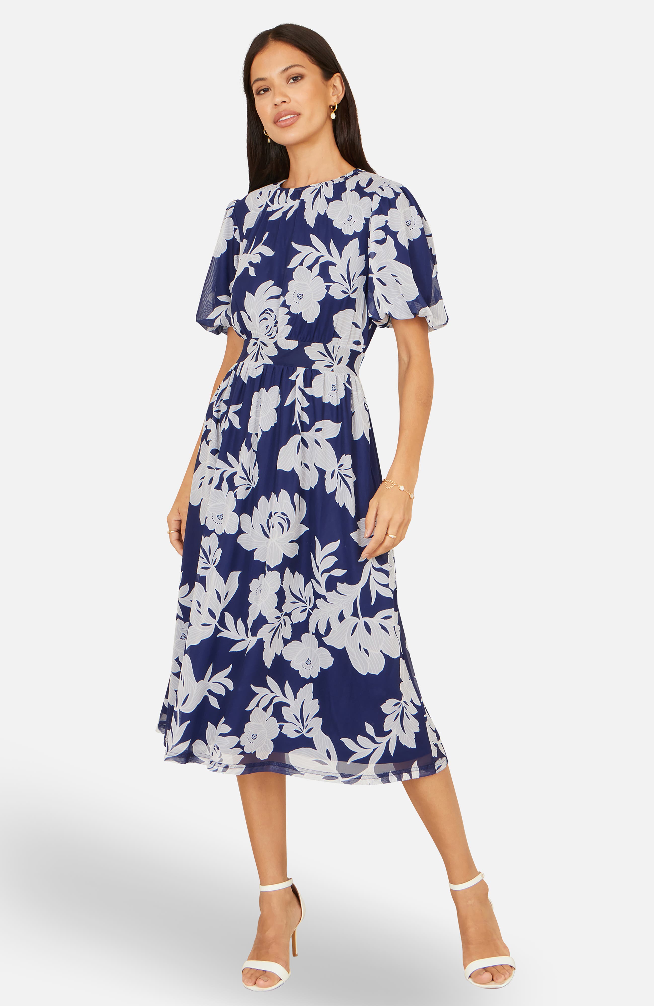 Flower Stretch Mesh Midi Dress - image 2