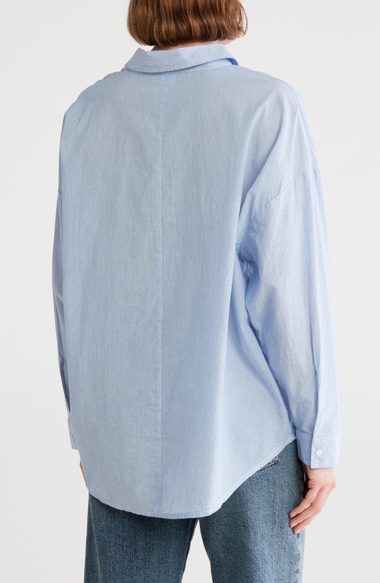 Melrose and Market Long Sleeve Button-Up Tunic Shirt, Alternate, color, Blue- White Stripe