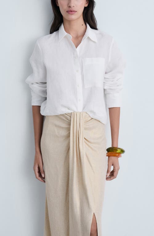 Mango Linen Blend Draped Midi Skirt Gold In Neutral