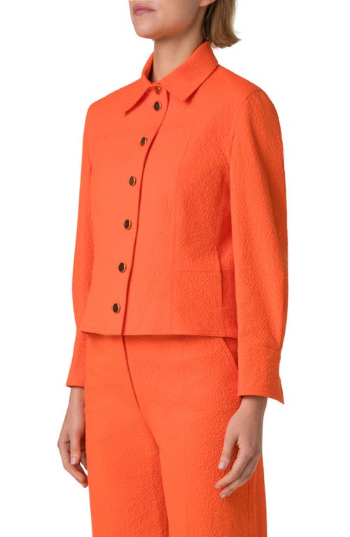 Akris Punto Seersucker Crop Jacket In Orange