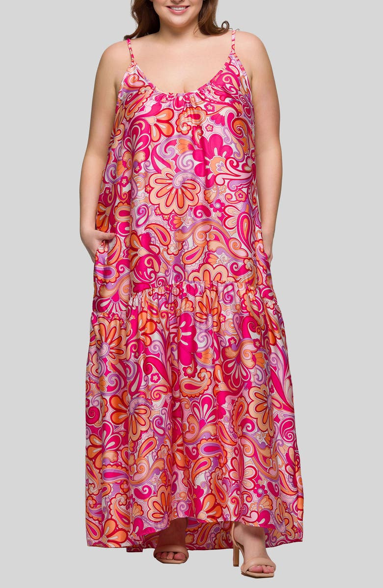 24seven Comfort Apparel Printed Jersey Maxi Dress, Main, color,