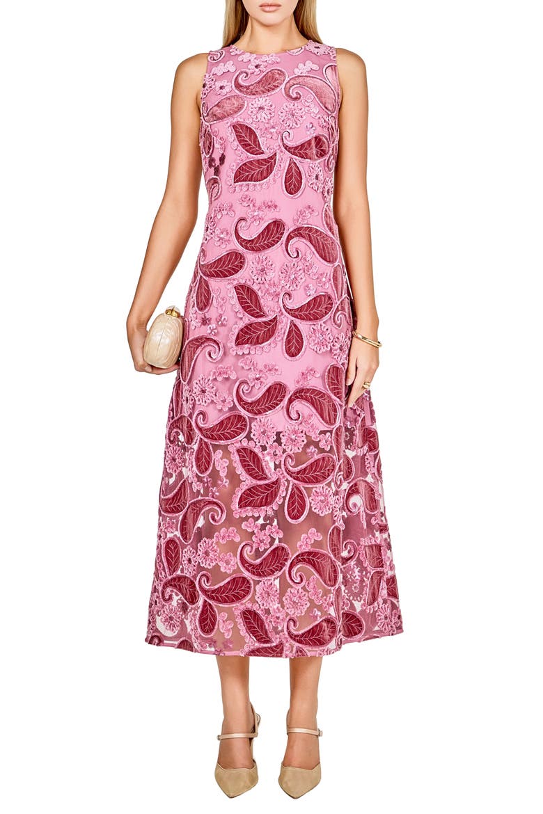 Sleeveless Lace A-Line Dress, Main, color, FUCHSIA