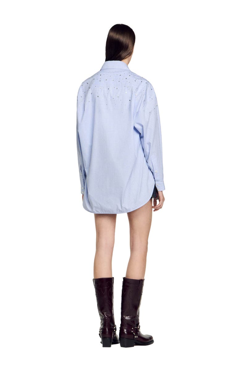 SANDRO Studded check shirt, Alternate, color, 