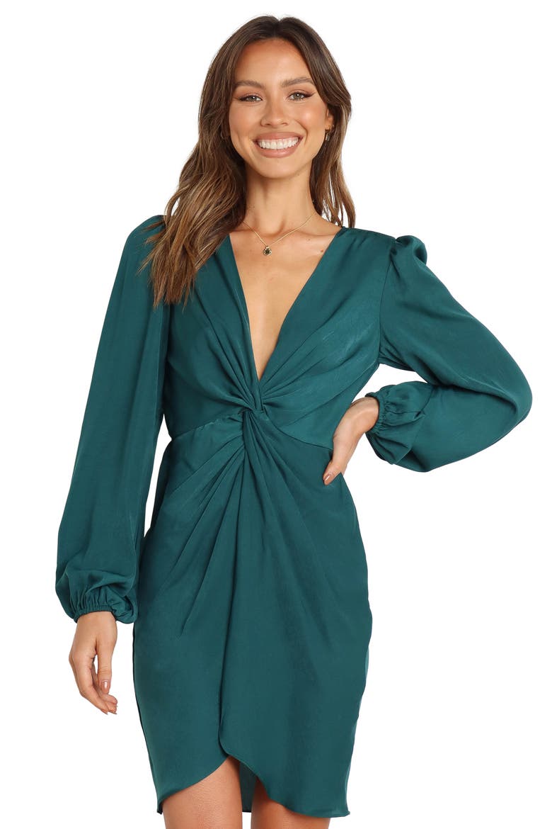 Kataleya Center Twist Long Sleeve Dress, Alternate, color, EMERALD