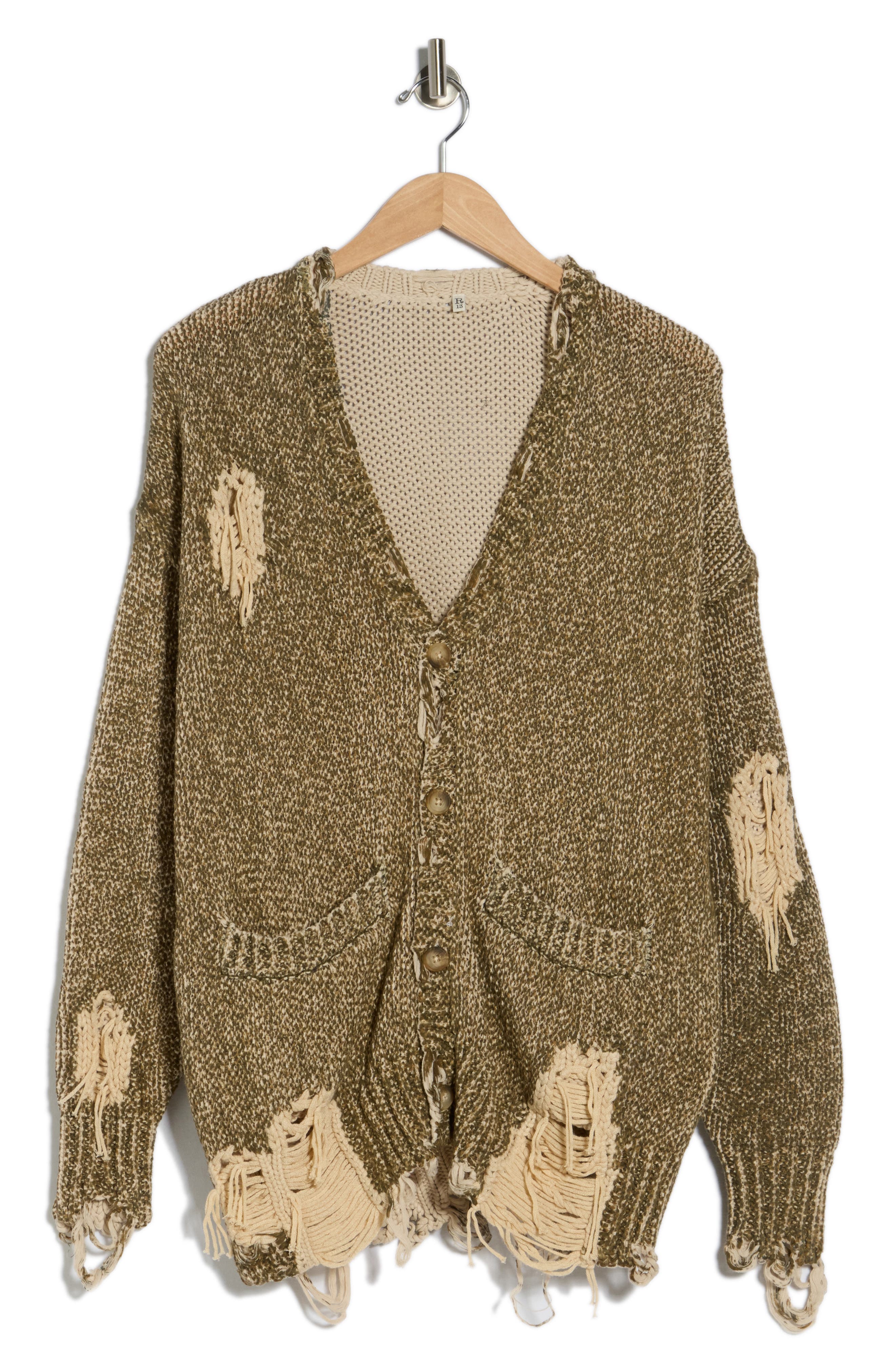 Distressed Oversize Cotton Cardigan