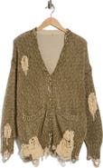 R13 Distressed Oversize Cotton Cardigan