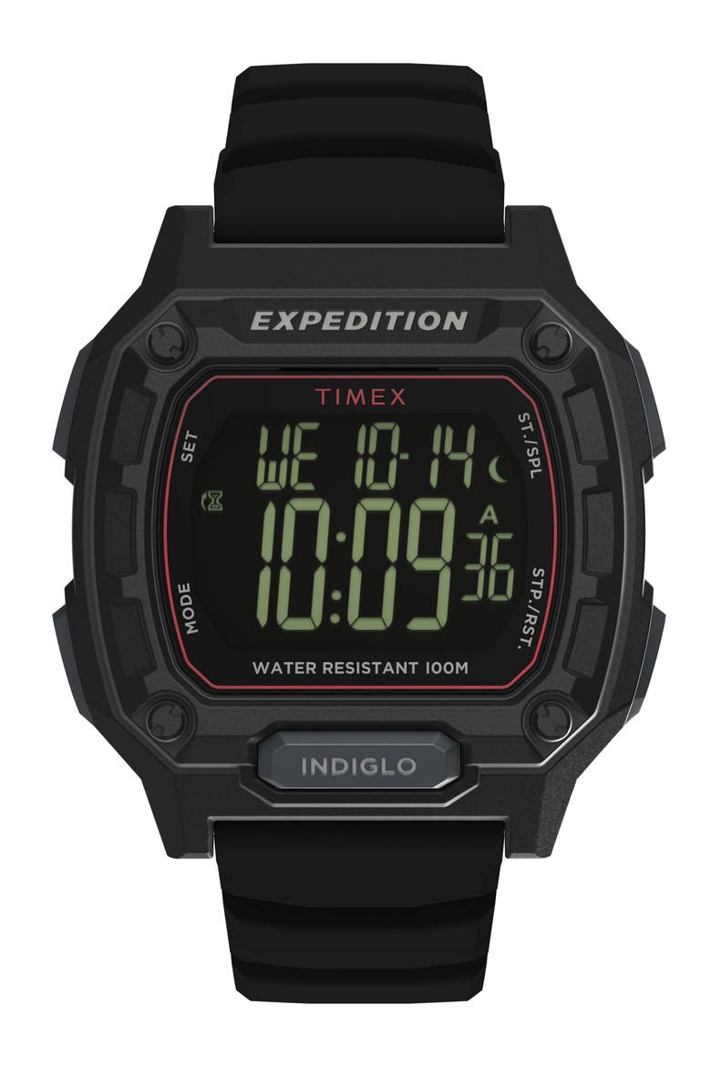 Expedition® Ridge Silicone Strap Digital Watch, 43mm, Main, color, DIGITAL NEG DISPLAY