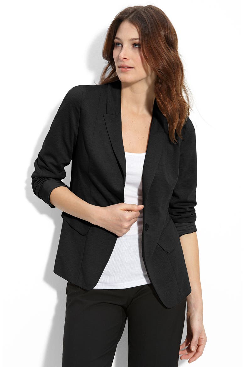 Jersey Boyfriend Blazer, Main, color, BLACK