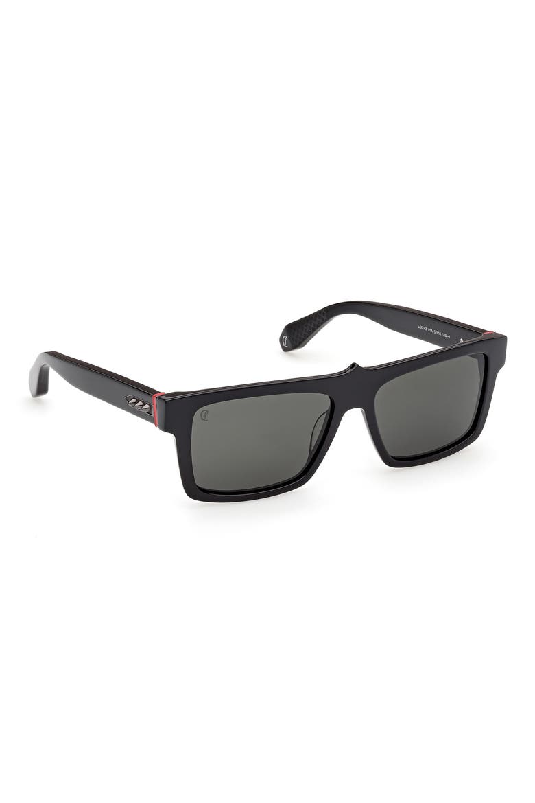57mm Square Sunglasses, Alternate, color, BLACK/ GUNMETAL/ SMOKE