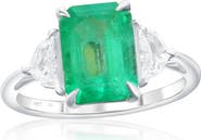 SOUZANA by Suzy Levian 14K White Gold 3.22ct Emerald & 0.40cttw Diamond Ring