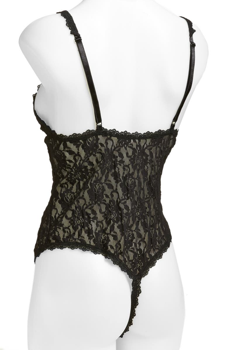 Hanky Panky Open Gusset Teddy, Alternate, color, Black