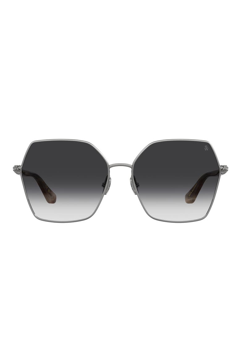 60mm Gradient Square Sunglasses, Main, color, RUTHENIUM/ DARK GREY SF