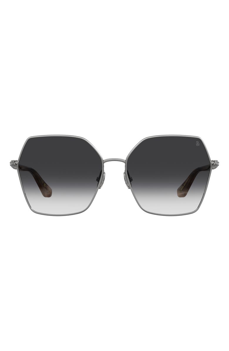 Stuart Weitzman 60mm Gradient Square Sunglasses, Main, color, Ruthenium/ Dark Grey Sf