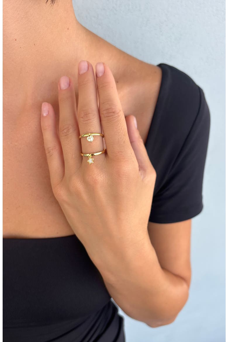 Star & Heart Charm Set of 2 Rings, Alternate, color, GOLD