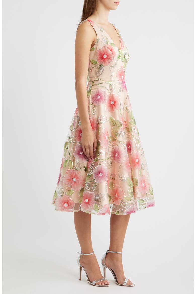 Sequin Floral Print Sleeveless Cocktail Dress, Alternate, color, PURPLE MUL