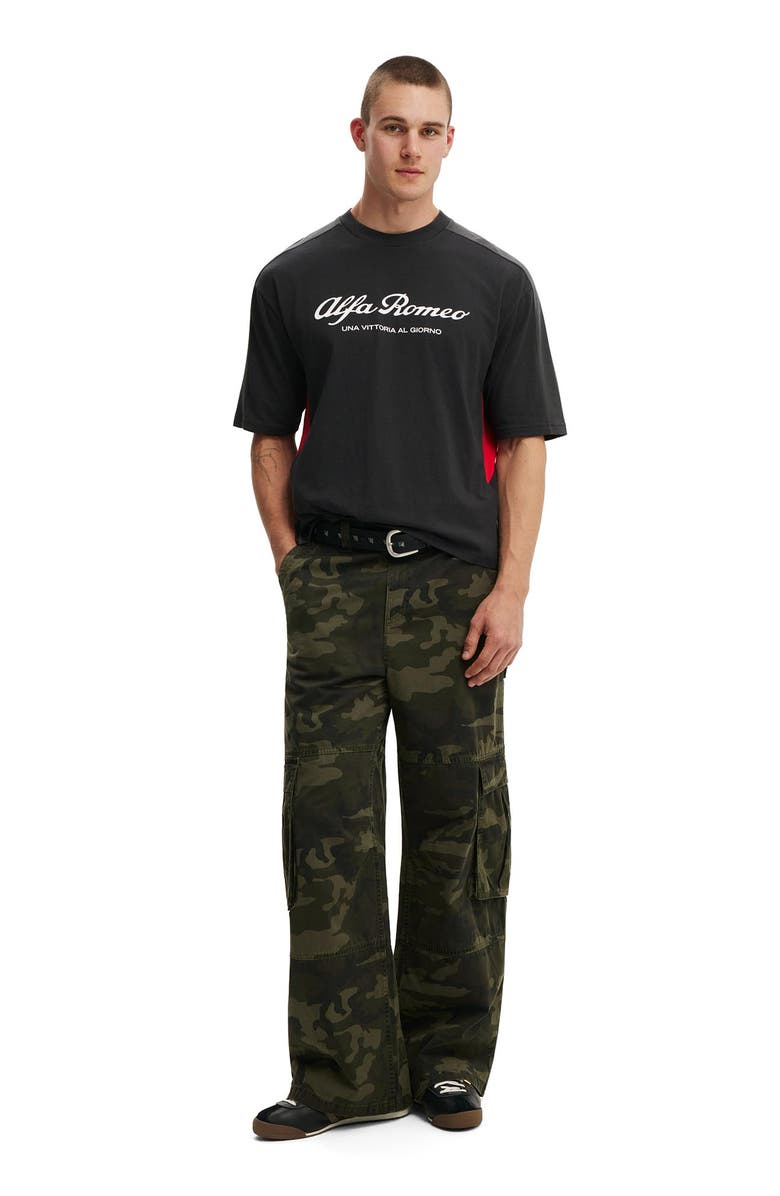 Cotton On Men's Cropped Fit Alfa Romeo T-Shirt, Alternate, color, Lcn Alf Washed Black Panel