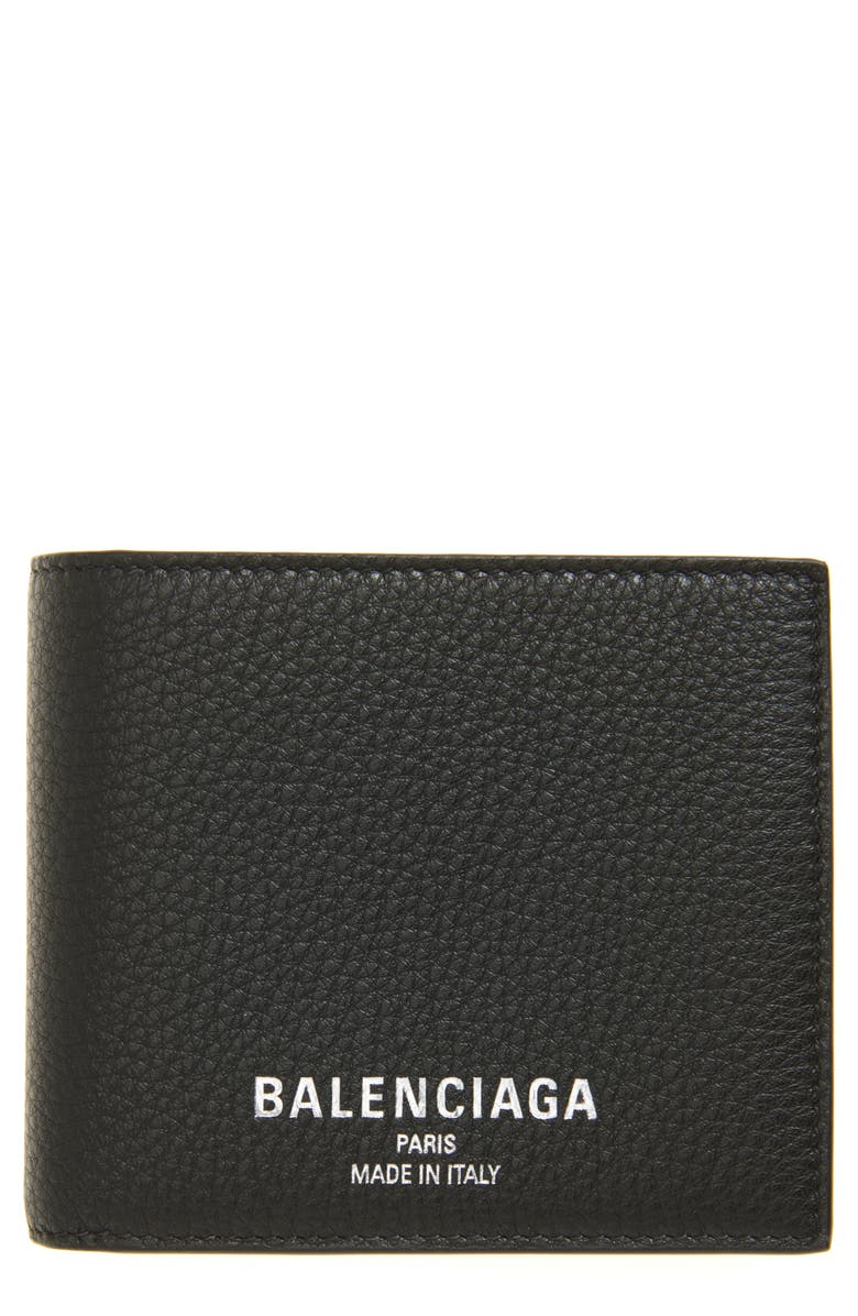 Balenciaga Leather Bifold Wallet, Main, color, Black
