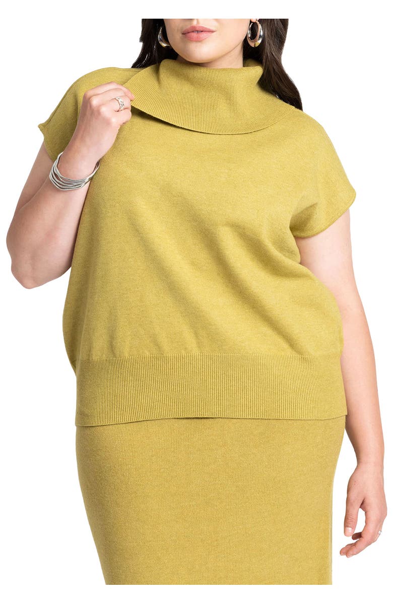 ELOQUII Asymmetrical Turtleneck Sweater, Main, color, Pear Liqueur