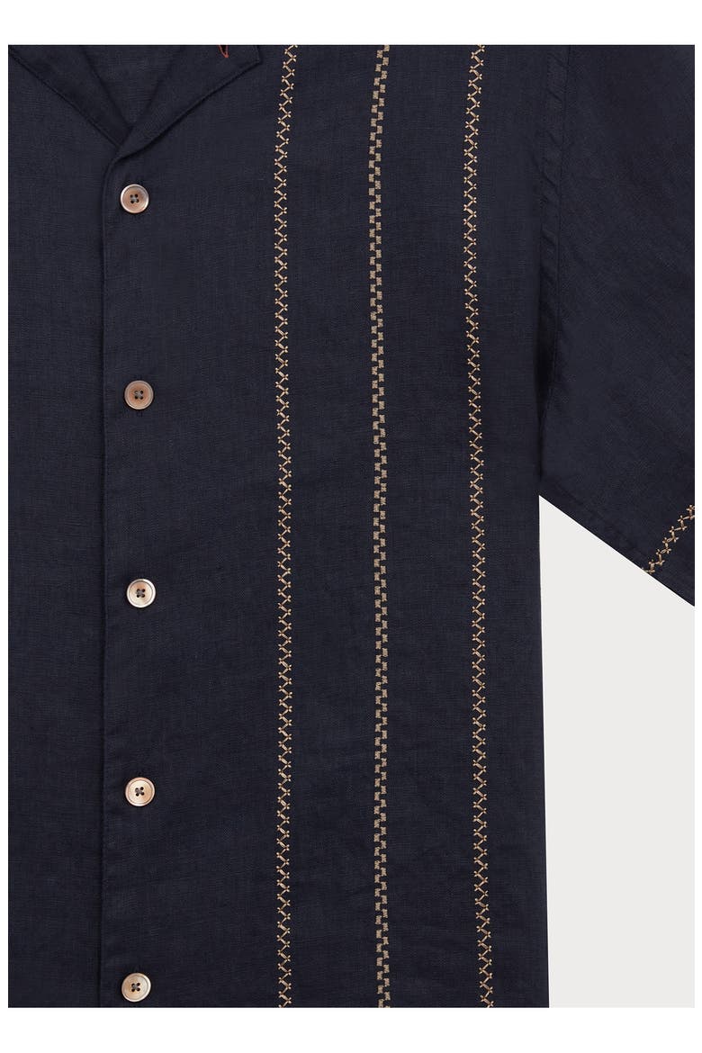 Embroidered Linen Camp Shirt, Alternate, color, VERY DARK NAVY