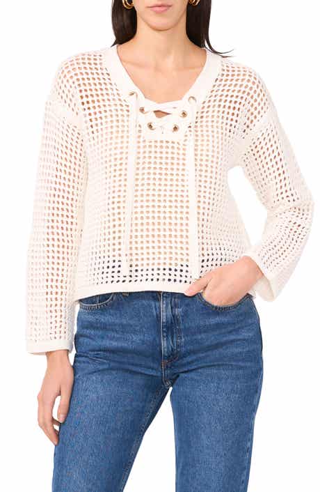Two by Vince Camuto Open Stitch Lace-Up Top