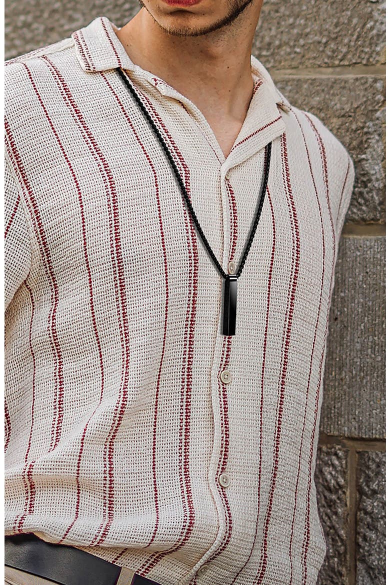 Men's Vertical Bar Pendant Necklace, Alternate, color, BLACK