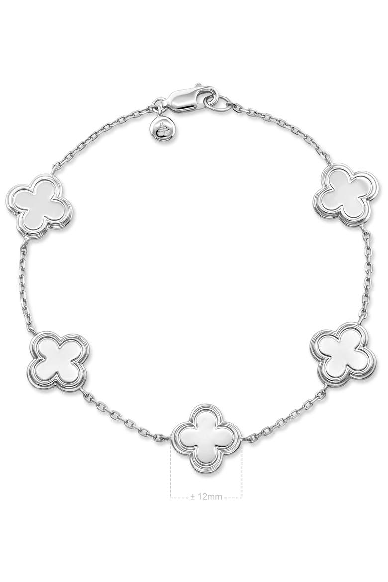 Five  Clover Bracelet in Rhodium Plated Sterling Silver, Alternate, color, Silver