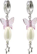Velvet Luna Pearl Earrings With Butterfly Charm