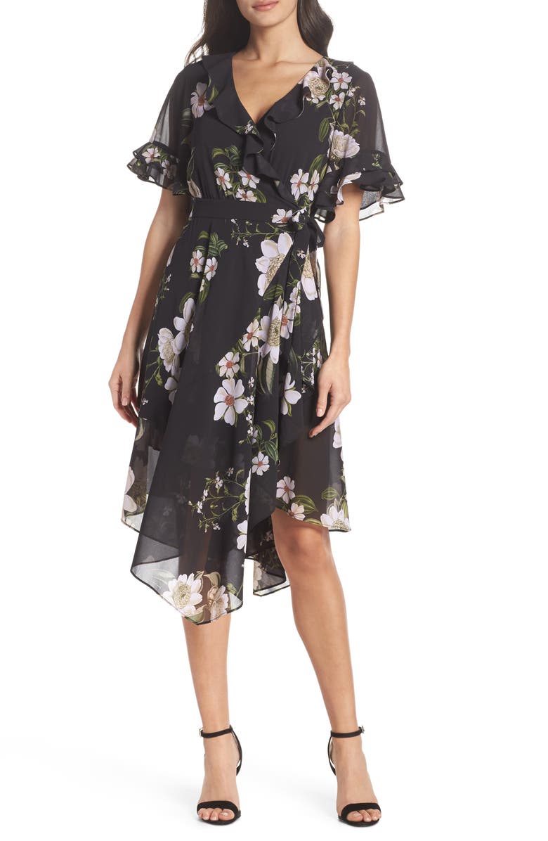 Ever New Floral Print Wrap Dress, Main, color,