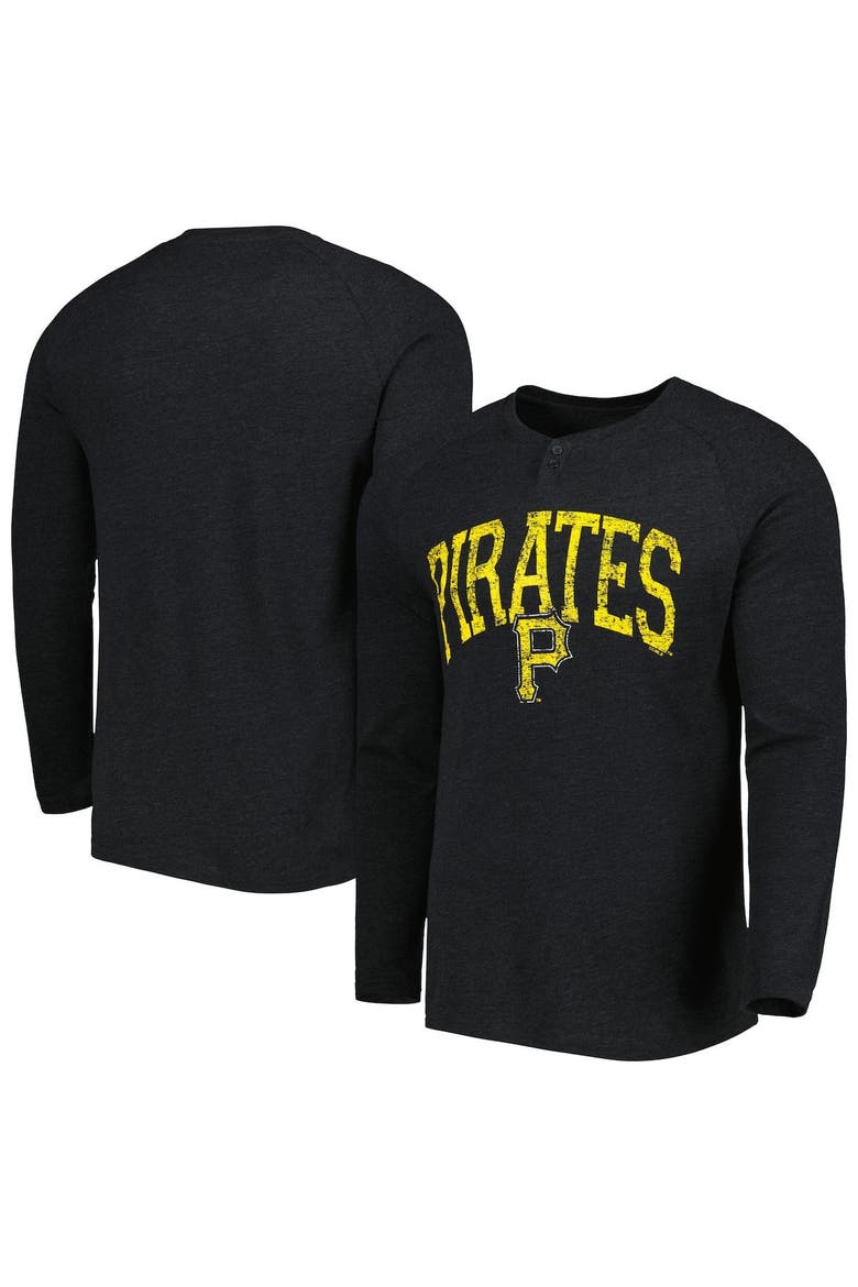 Men's Concepts Sport Black Pittsburgh Pirates Inertia Raglan Long Sleeve Henley T-Shirt, Main, color, Black