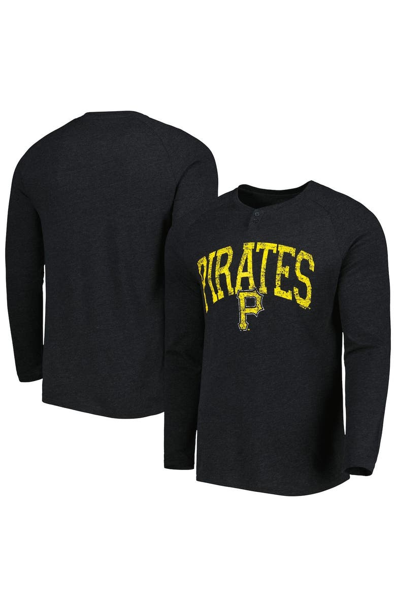 CONCEPTS SPORT Men's Concepts Sport Black Pittsburgh Pirates Inertia Raglan Long Sleeve Henley T-Shirt, Main, color, 