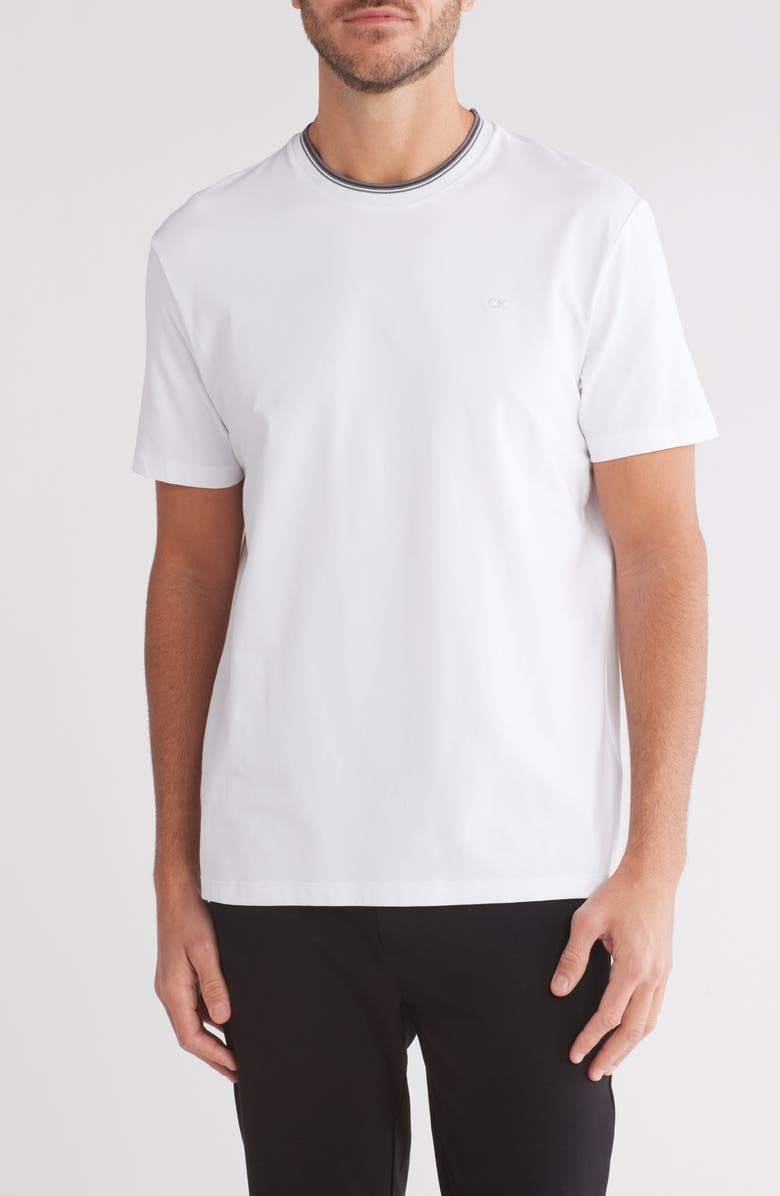 Calvin Klein Tip Ringer T-Shirt, Main, color, Brilliant White