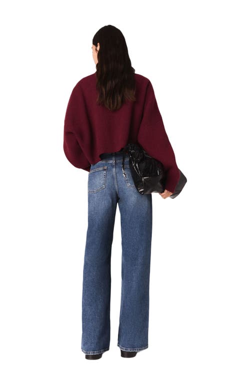 Maje Cropped Wool-blend Cardigan In Burgundy