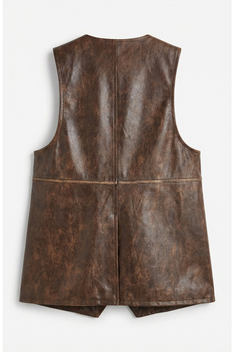 Faux Leather Vest with Snap Buttons, Alternate, color, Brown