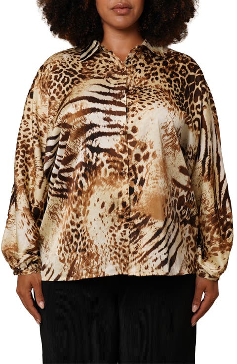 Floral Button-Up Shirt (Plus)