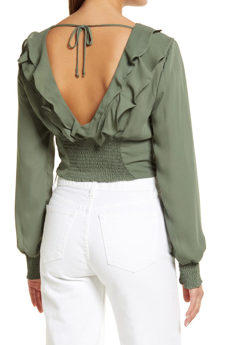 Open Edit Ruffle V-Neck Top, Alternate, color, 