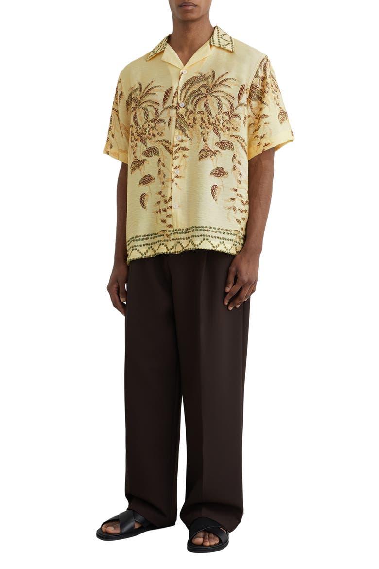 Camino Embroidered Camp Shirt, Alternate, color, YELLOW