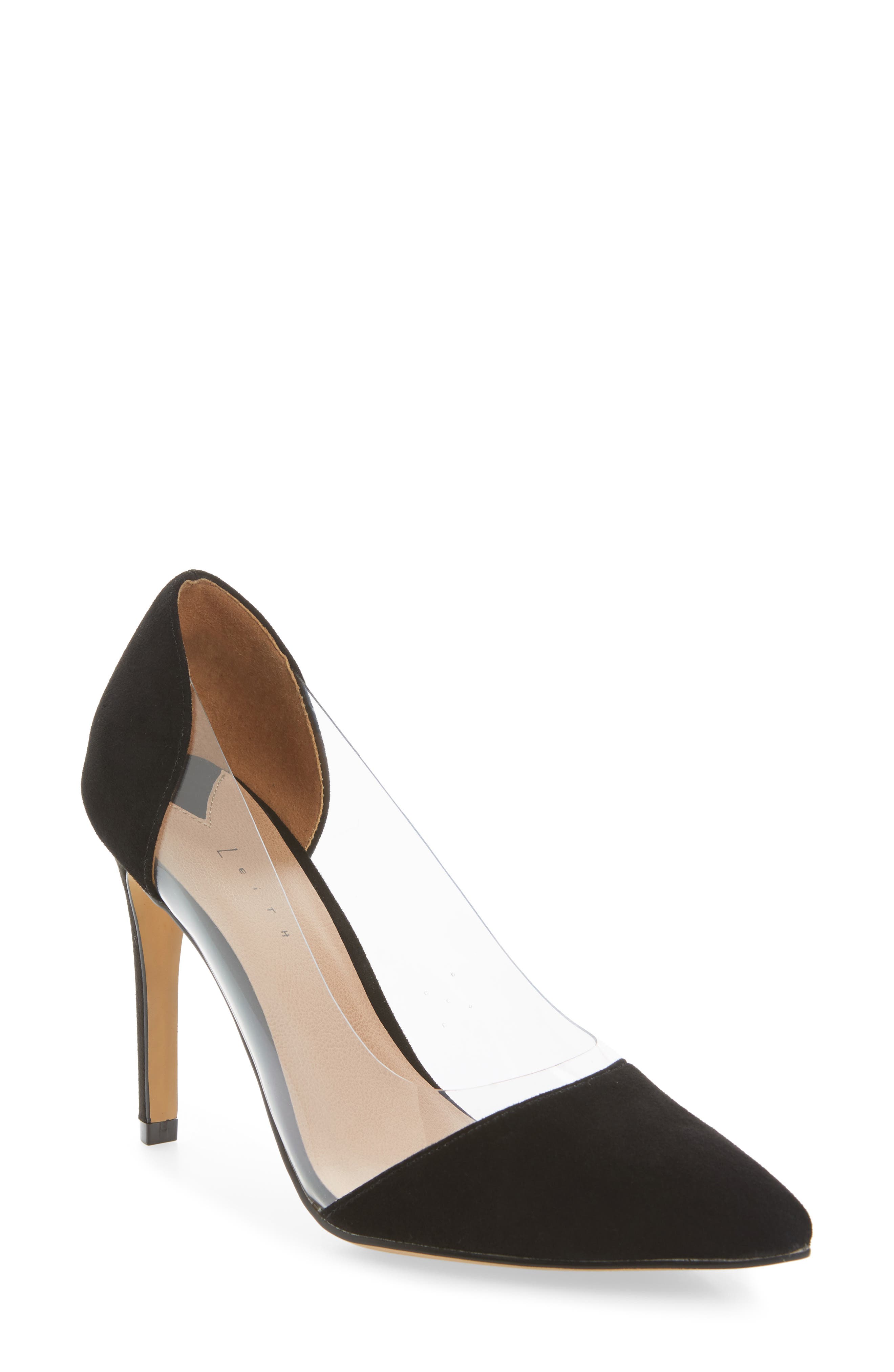 Leith Penny Clear Pointy Toe Pump, Main, color, 