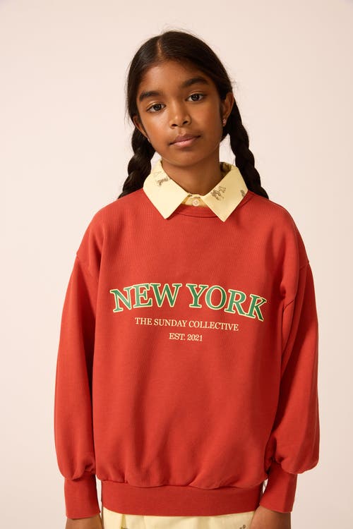 The Sunday Collective Organic Weekend Sweatshirt In Red