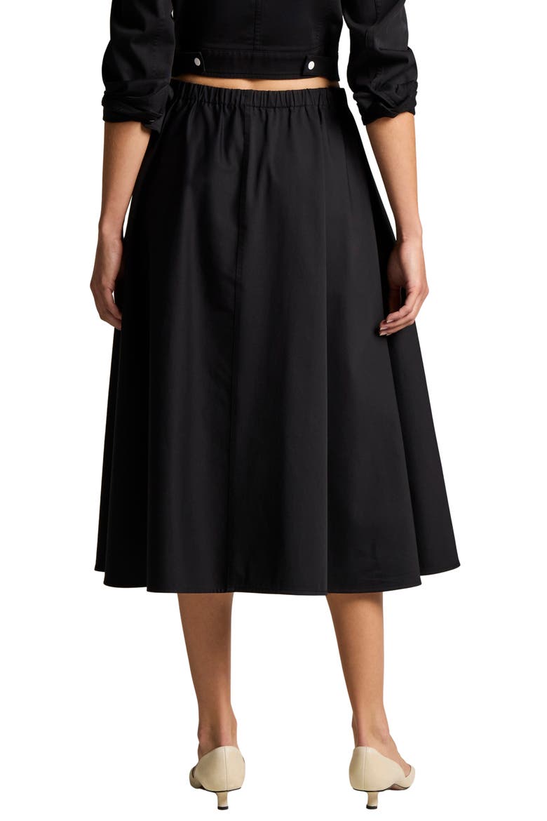 Stretch Cotton Midi Skirt, Alternate, color, BLACK